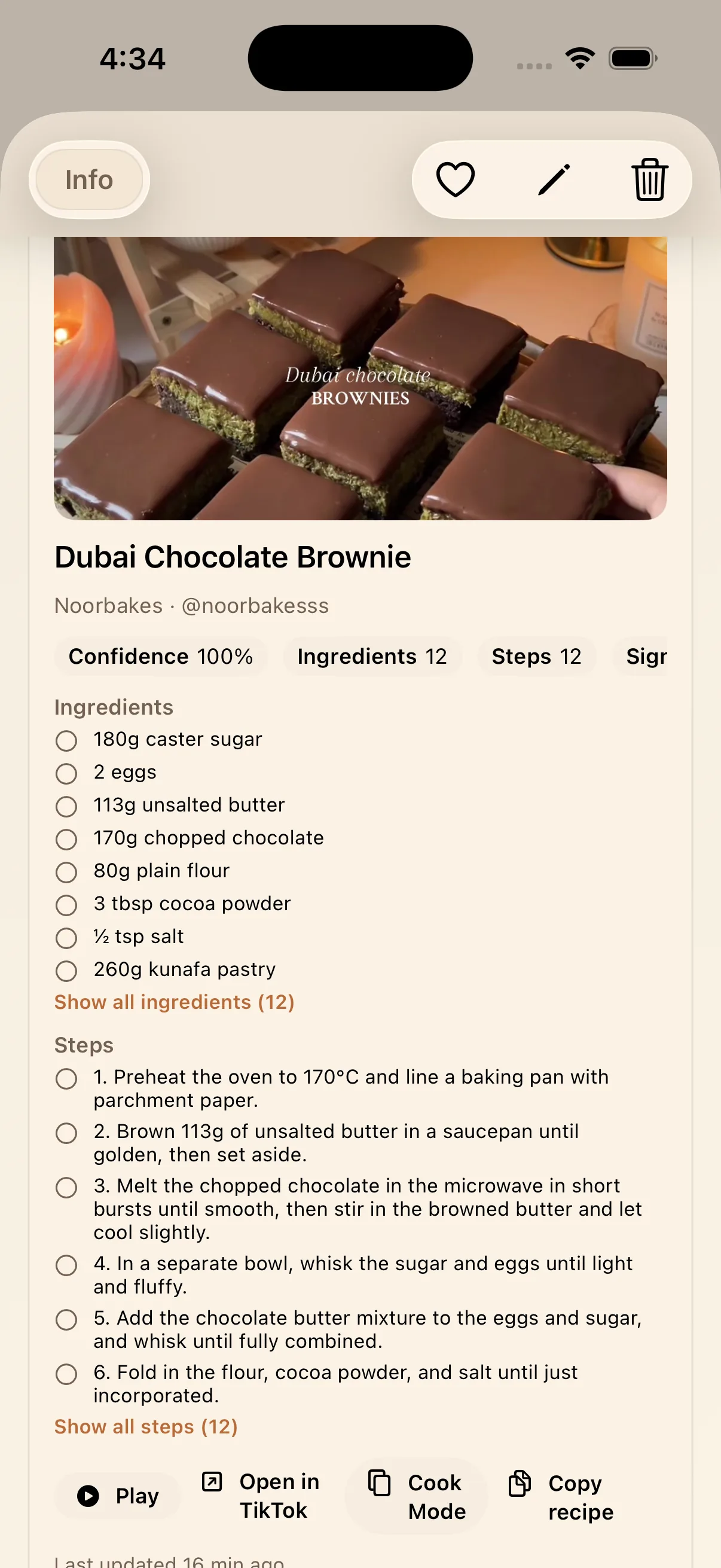 TikTok recipe Smart Card inside LinkBook